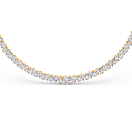 17.6 ct Graduating Pear Diamond Tennis Necklace