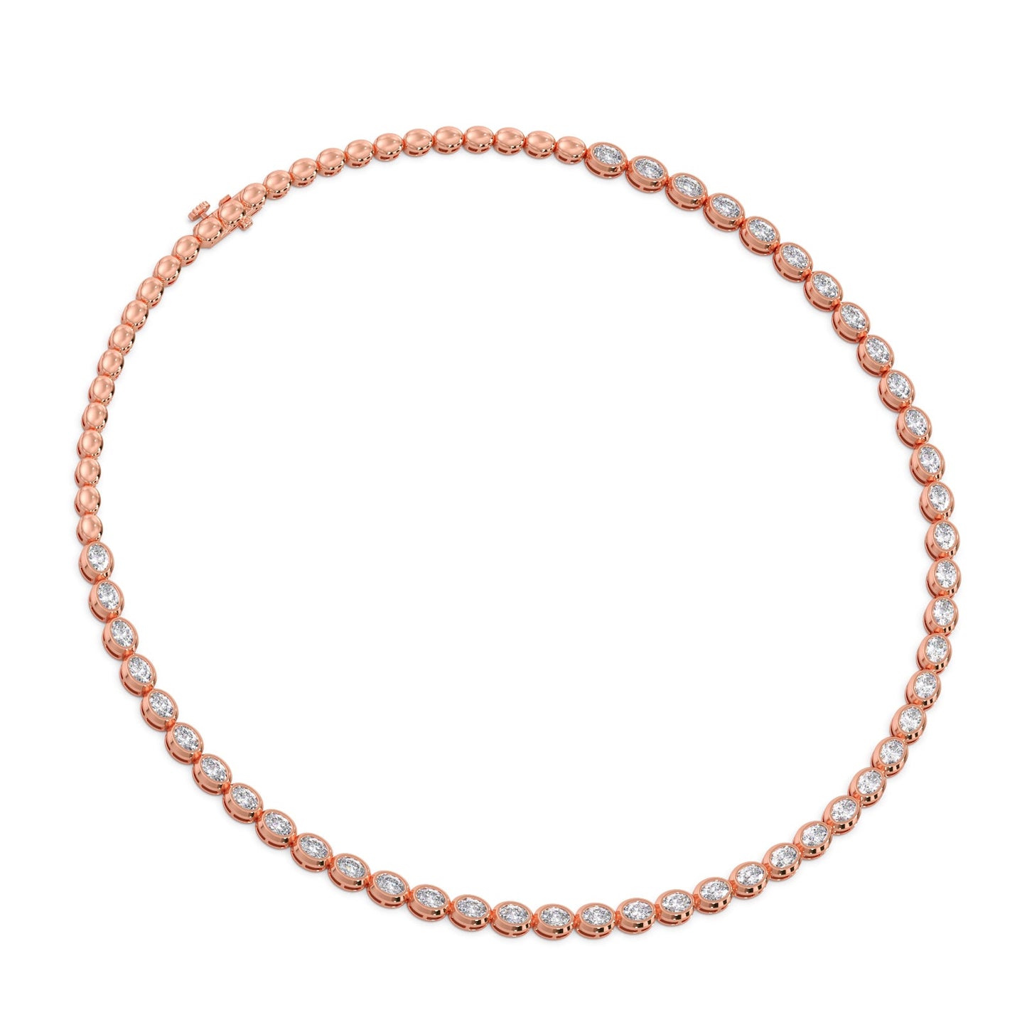 9.05 ct Bezel Oval Diamond Tennis Necklace