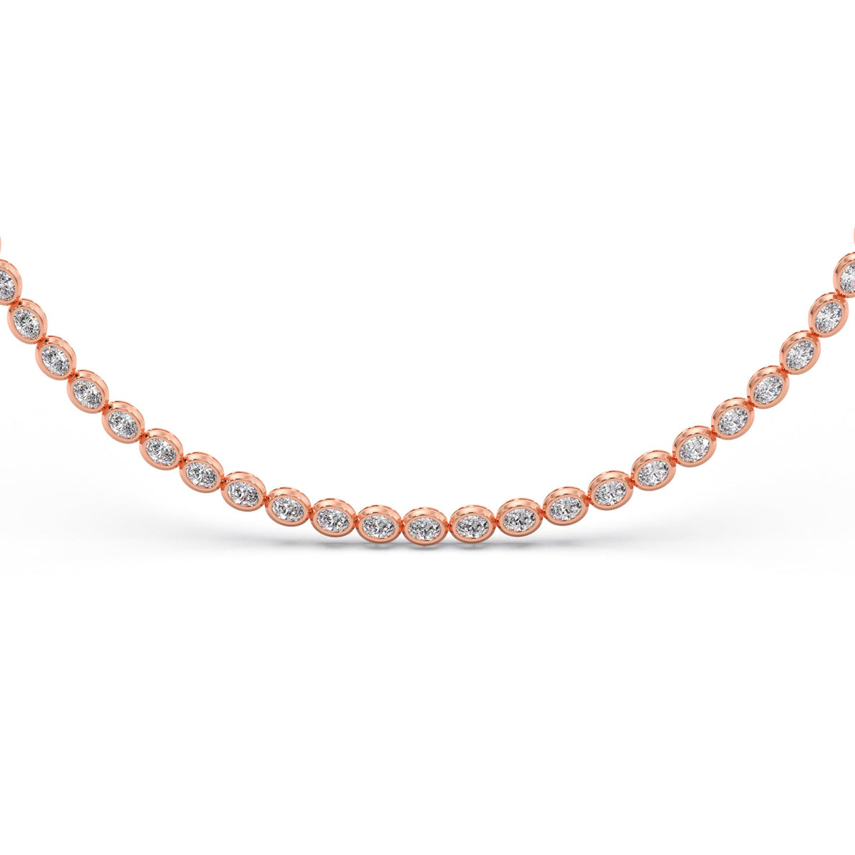 9.05 ct Bezel Oval Diamond Tennis Necklace
