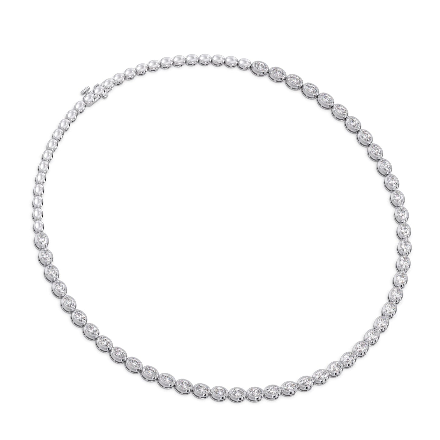 9.05 ct Bezel Oval Diamond Tennis Necklace