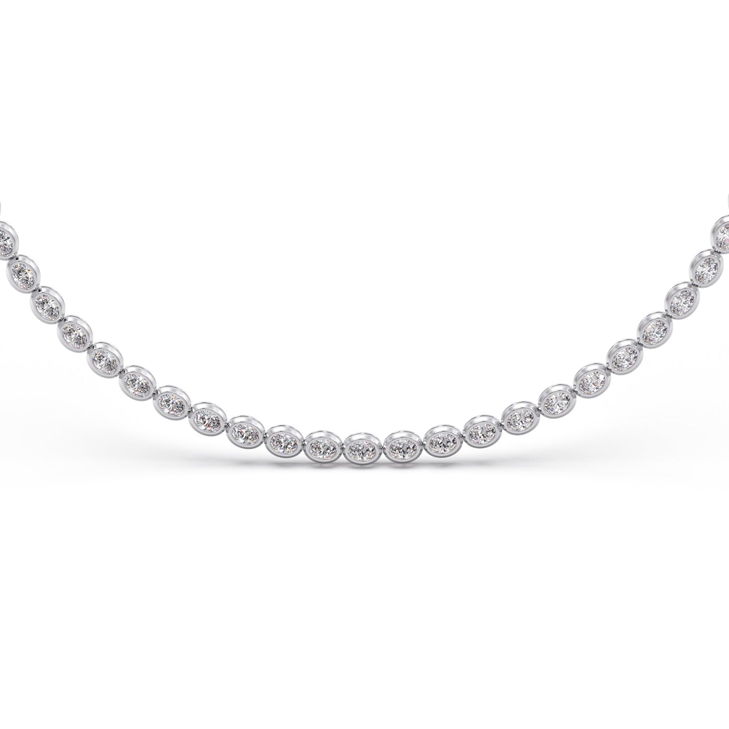 9.05 ct Bezel Oval Diamond Tennis Necklace