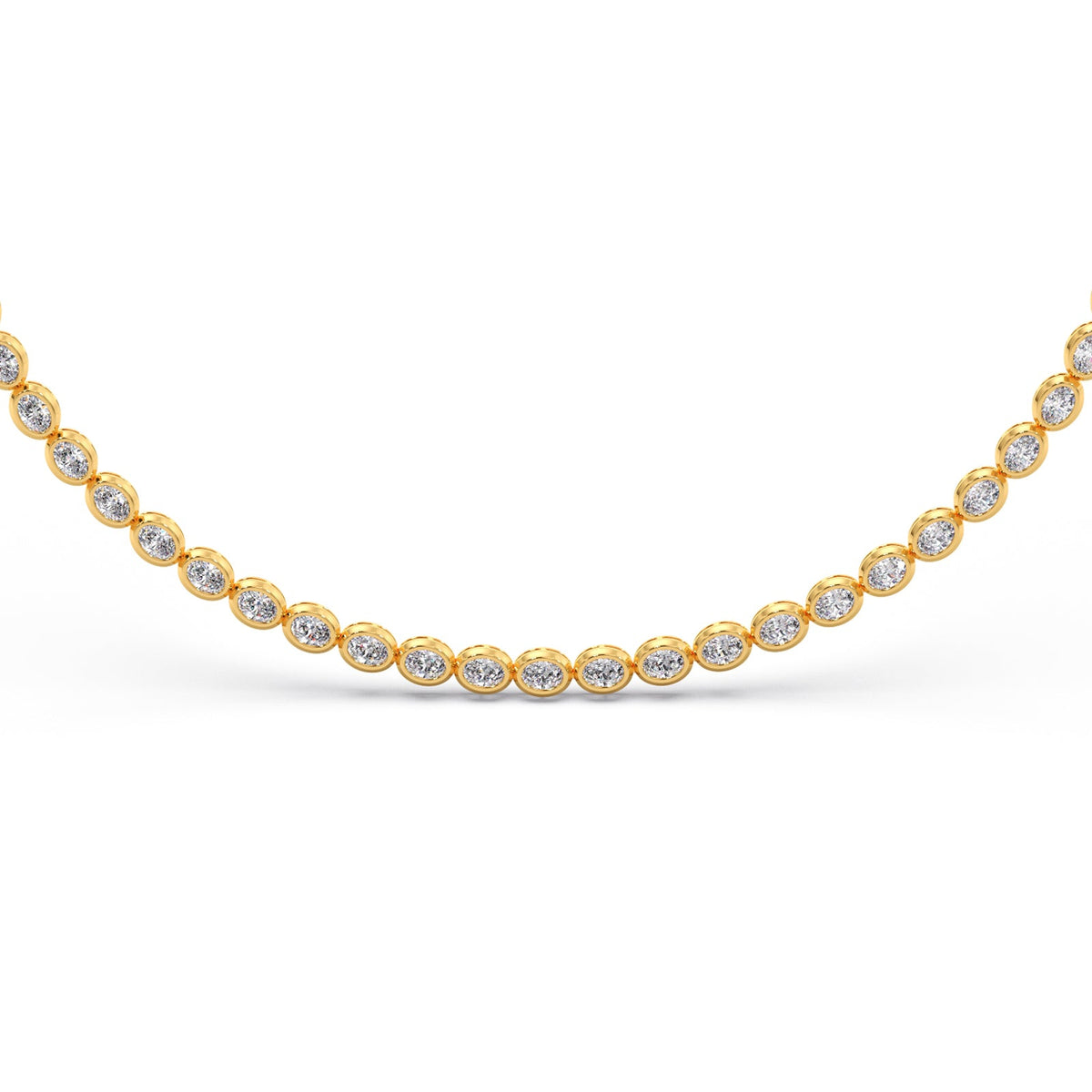 9.05 ct Bezel Oval Diamond Tennis Necklace