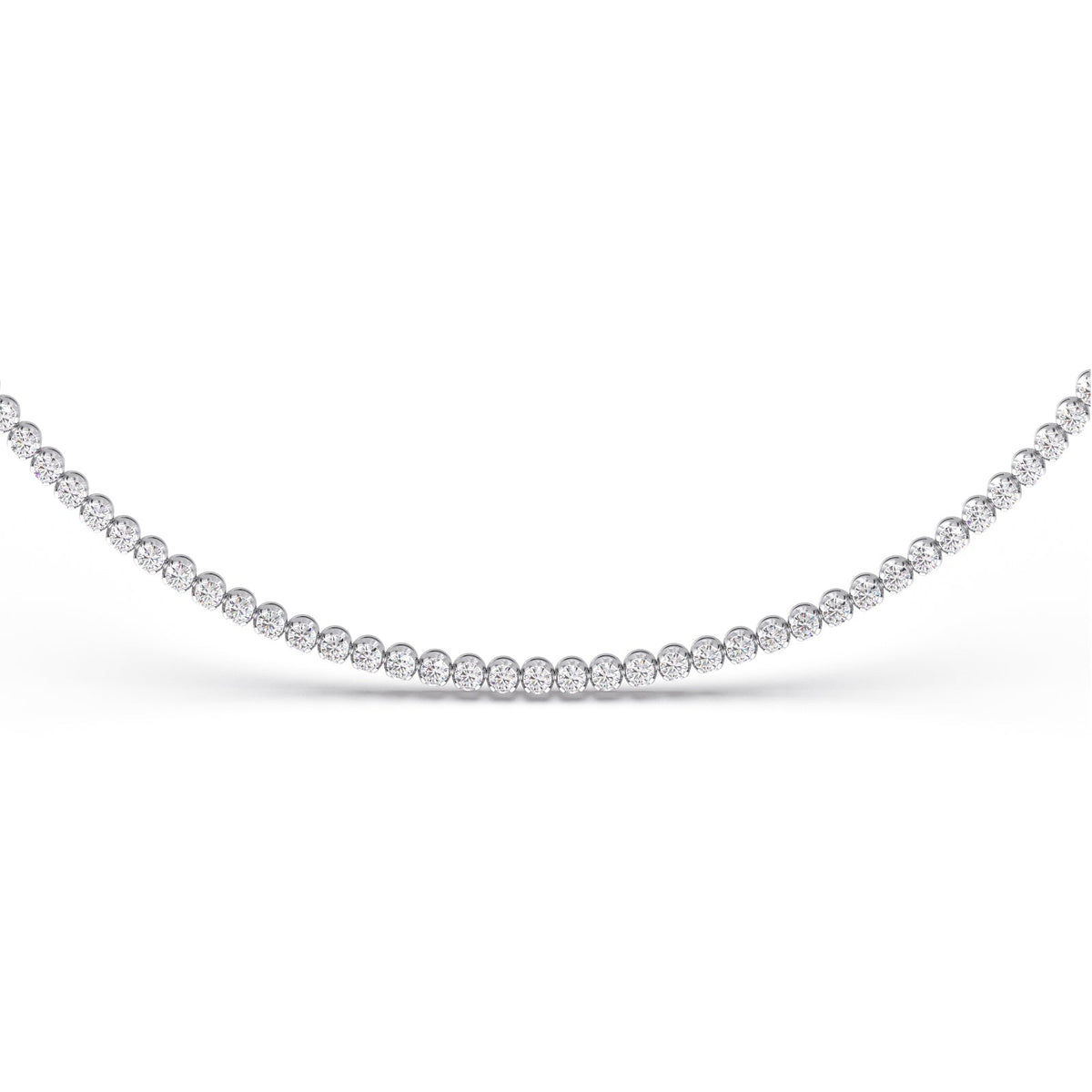 12.56 ct Bezel Round Diamond Tennis Necklace