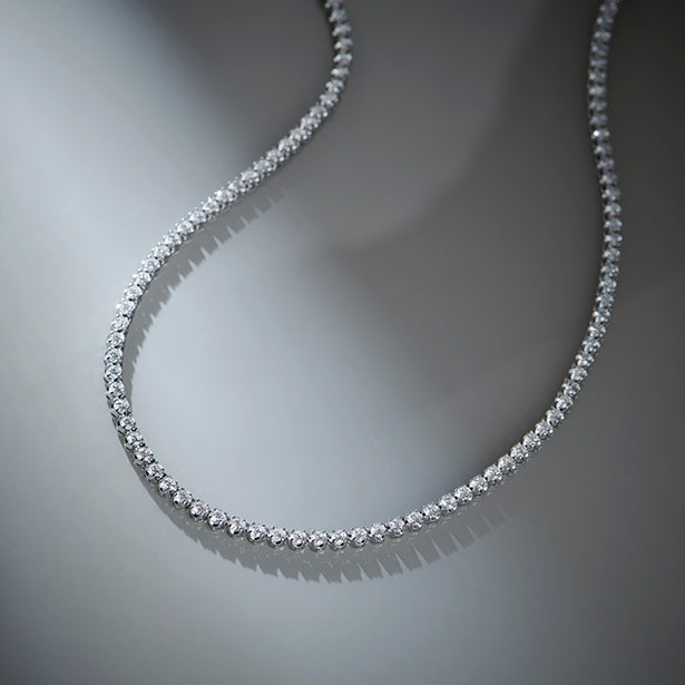 12.56 ct Bezel Round Diamond Tennis Necklace