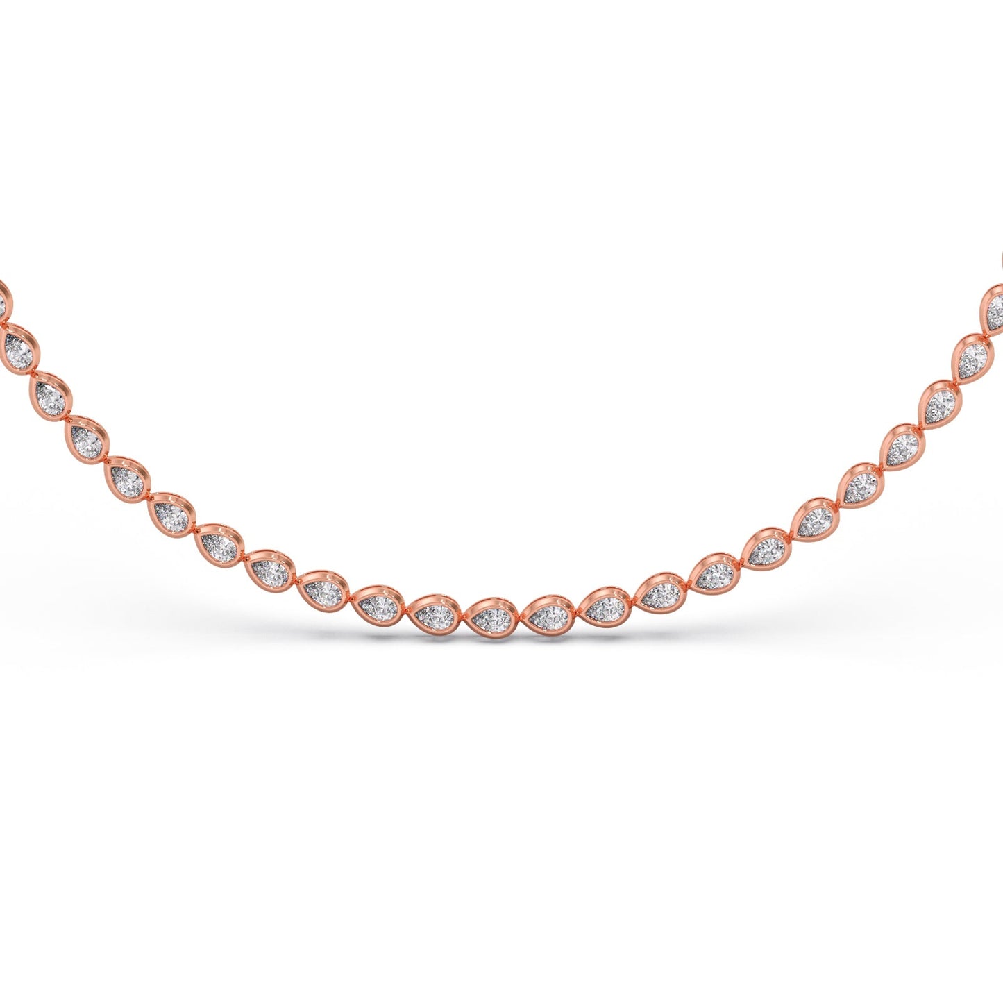 9.02 ct Bezel Pear Diamond Tennis Necklace