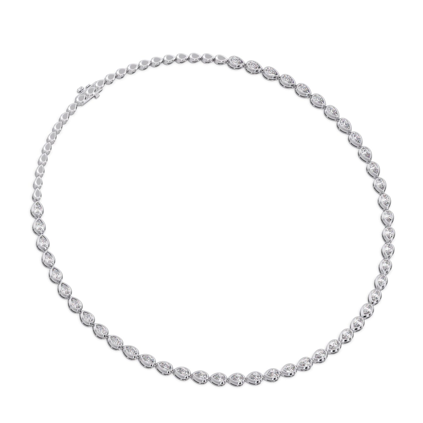 9.02 ct Bezel Pear Diamond Tennis Necklace