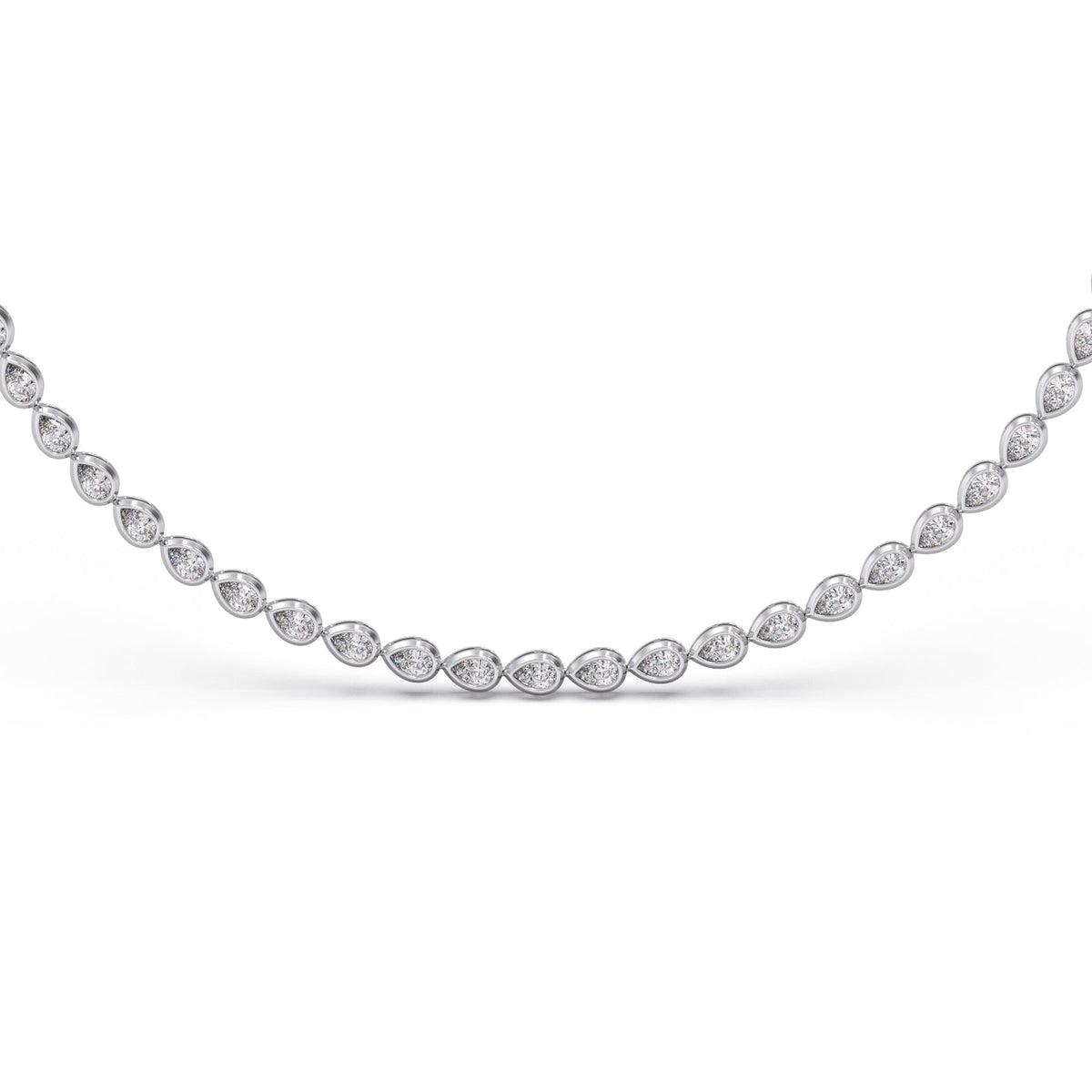 9.02 ct Bezel Pear Diamond Tennis Necklace