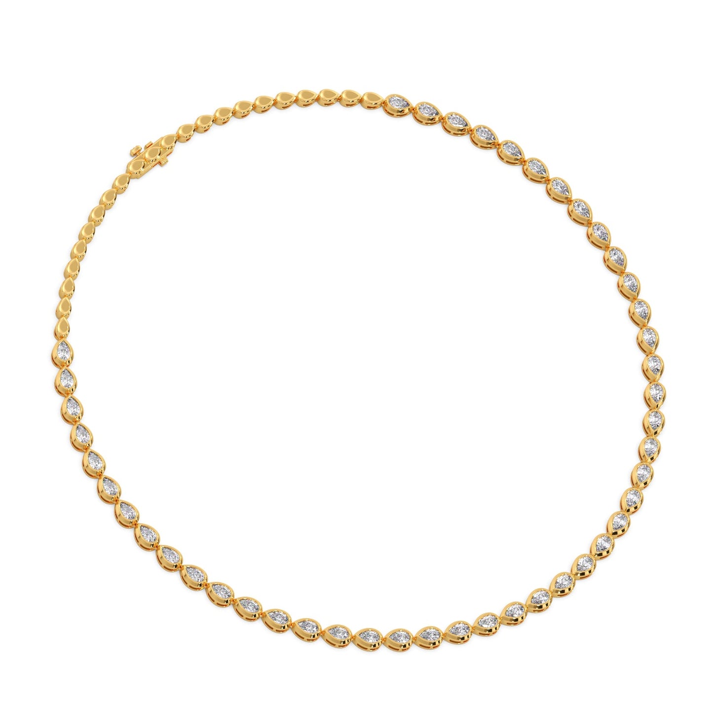 9.02 ct Bezel Pear Diamond Tennis Necklace