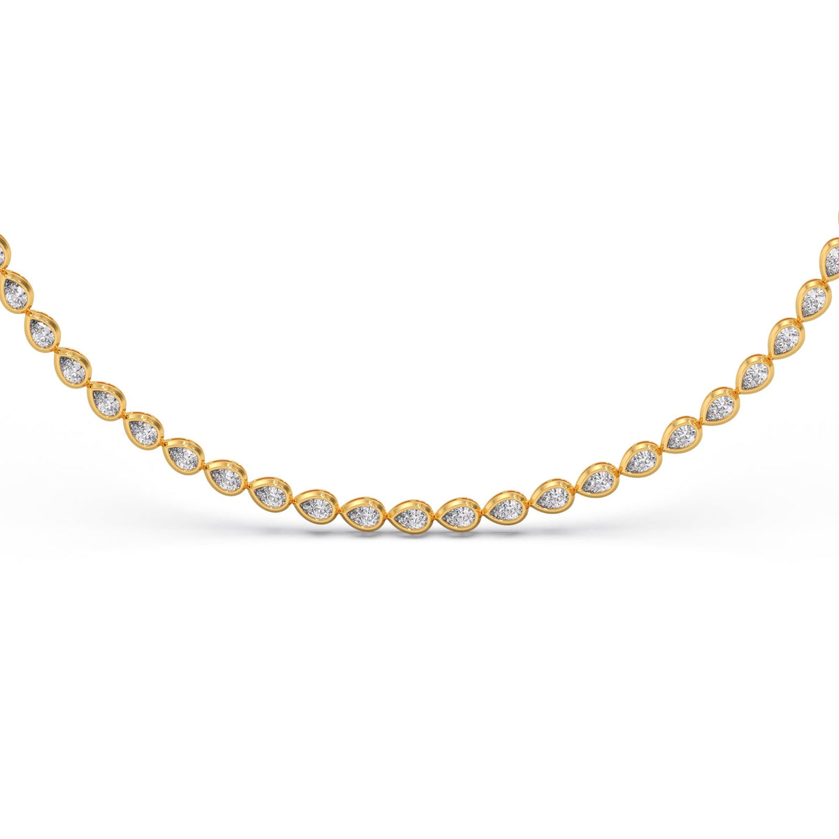9.02 ct Bezel Pear Diamond Tennis Necklace