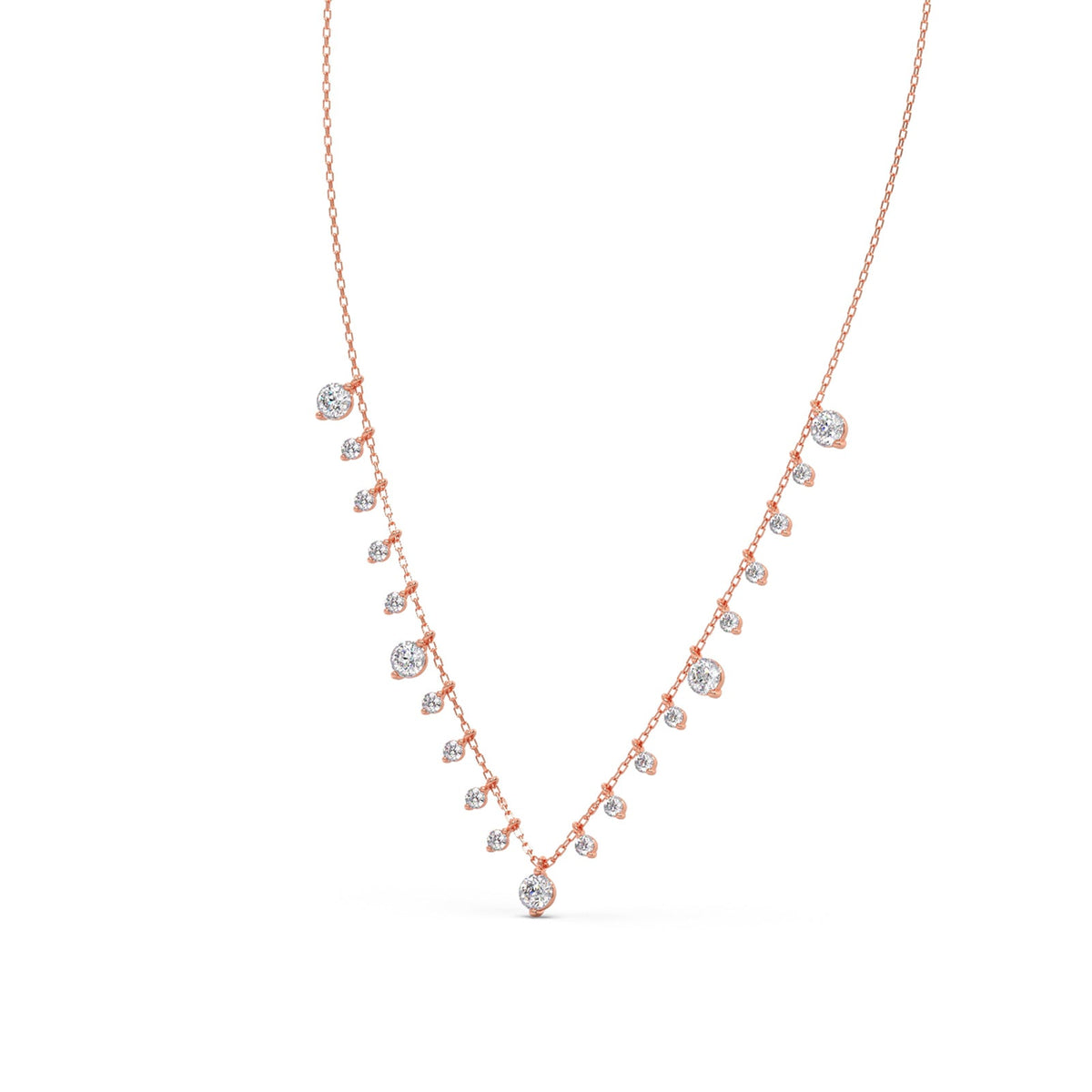 1.56 ct Fringe Round Diamonds Charm Necklace