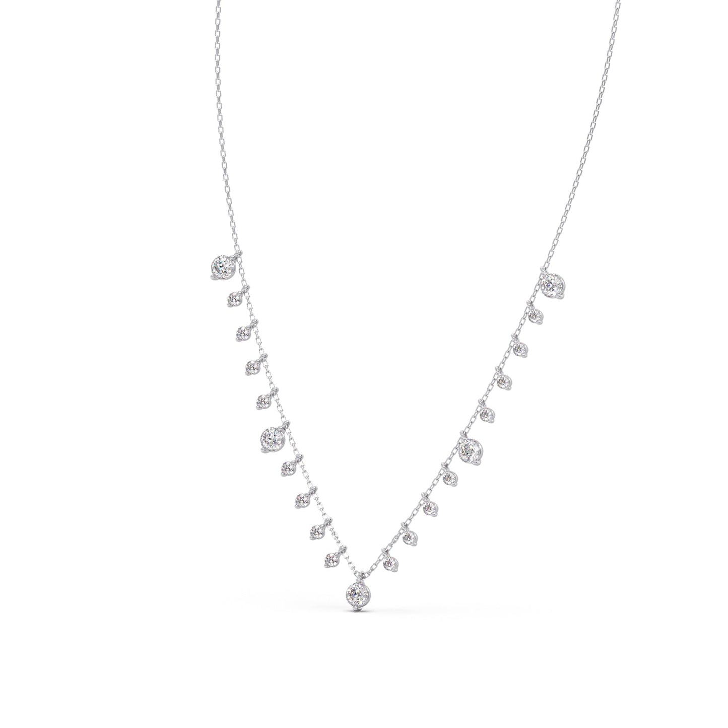 1.56 ct Fringe Round Diamonds Charm Necklace