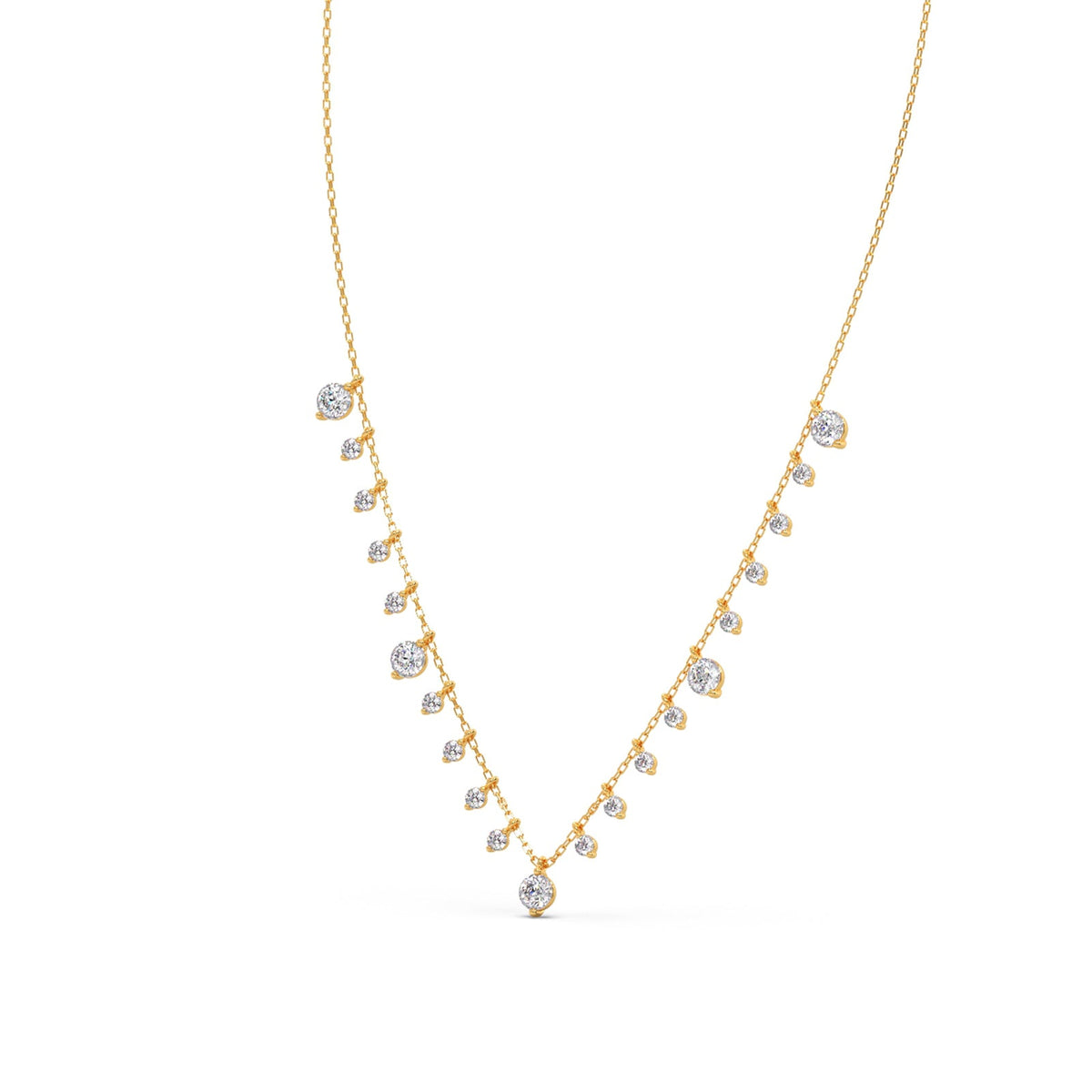 1.56 ct Fringe Round Diamonds Charm Necklace