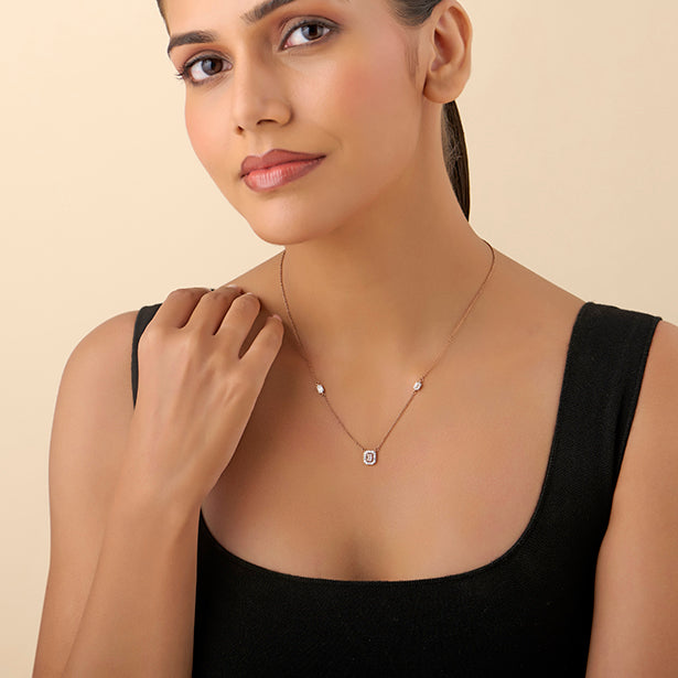 Emerald & Round Symmetry & Sparkle Diamond Necklace