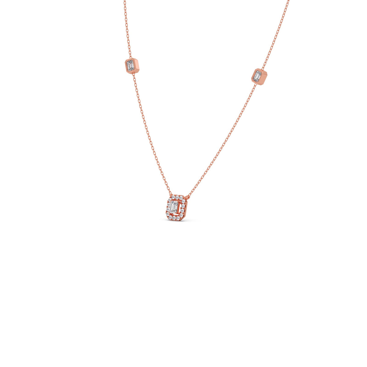 Emerald & Round Symmetry & Sparkle Diamond Necklace