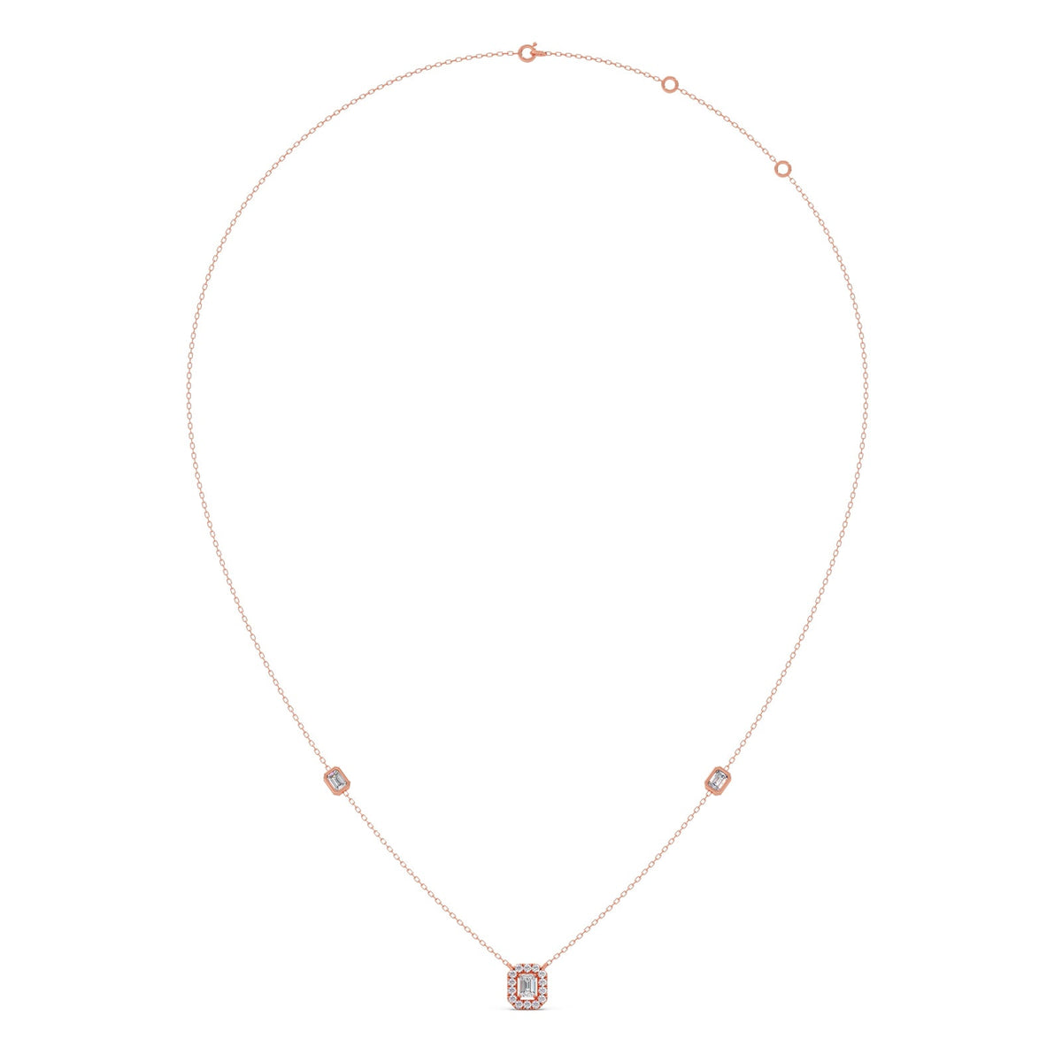 Emerald & Round Symmetry & Sparkle Diamond Necklace