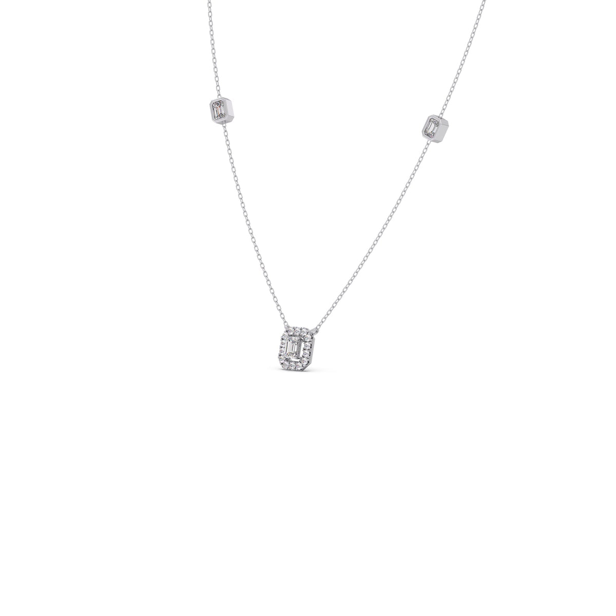Emerald & Round Symmetry & Sparkle Diamond Necklace