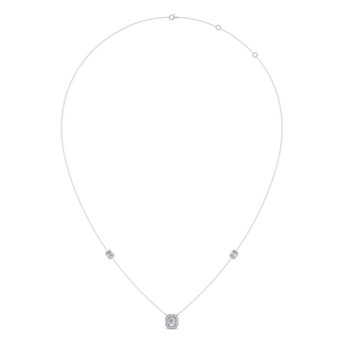 Emerald & Round Symmetry & Sparkle Diamond Necklace