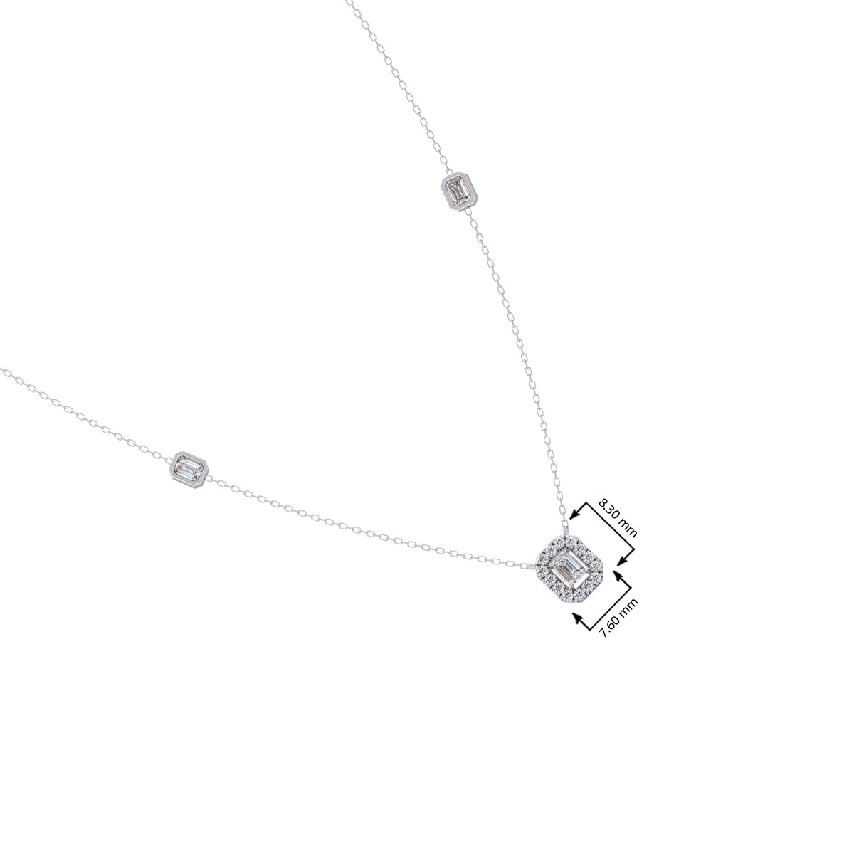 Emerald & Round Symmetry & Sparkle Diamond Necklace
