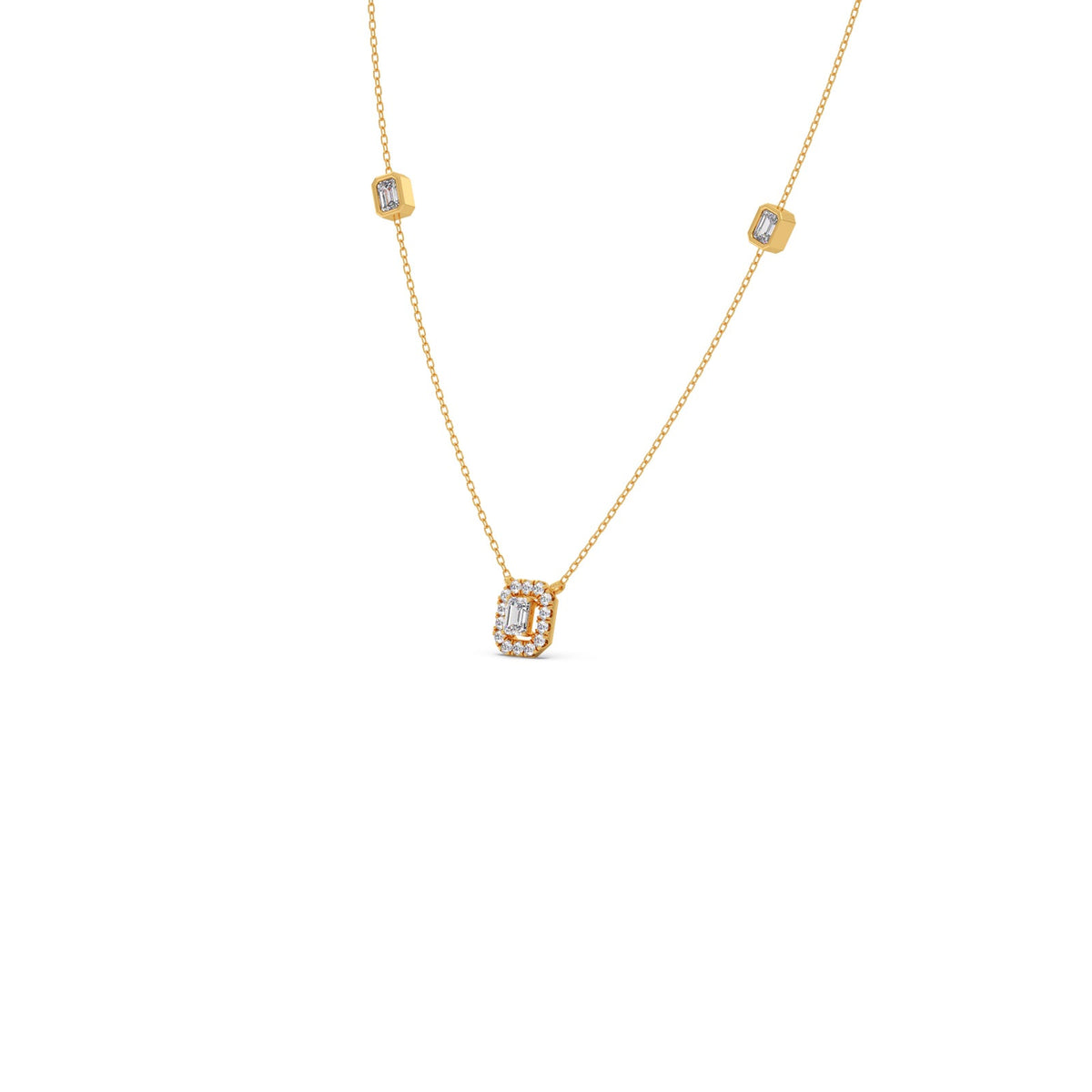 Emerald & Round Symmetry & Sparkle Diamond Necklace