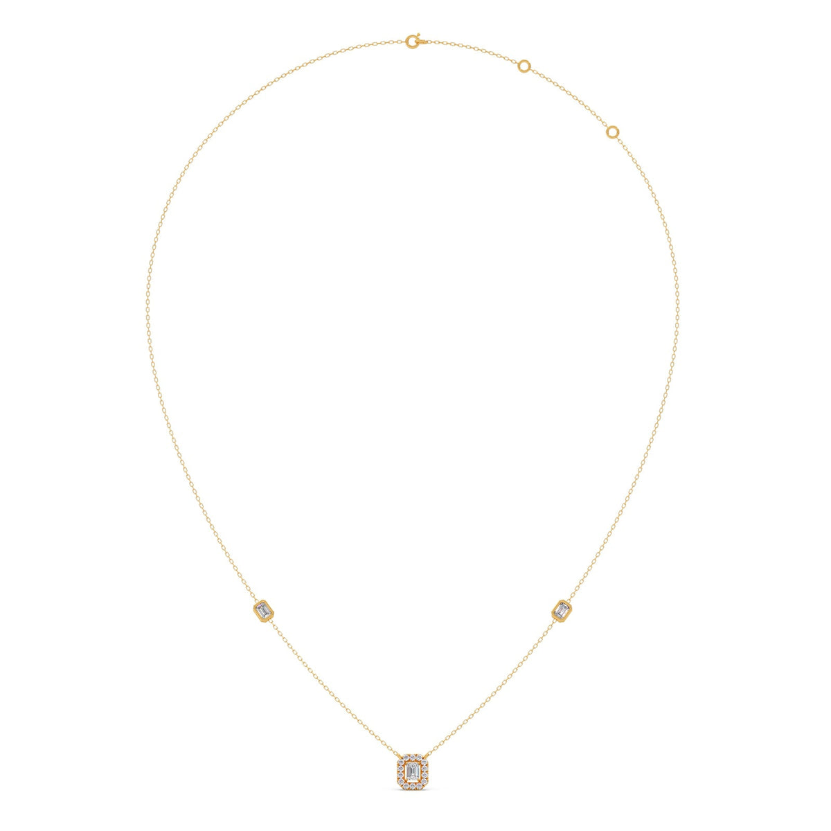Emerald & Round Symmetry & Sparkle Diamond Necklace
