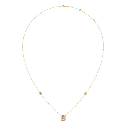 Emerald & Round Symmetry & Sparkle Diamond Necklace