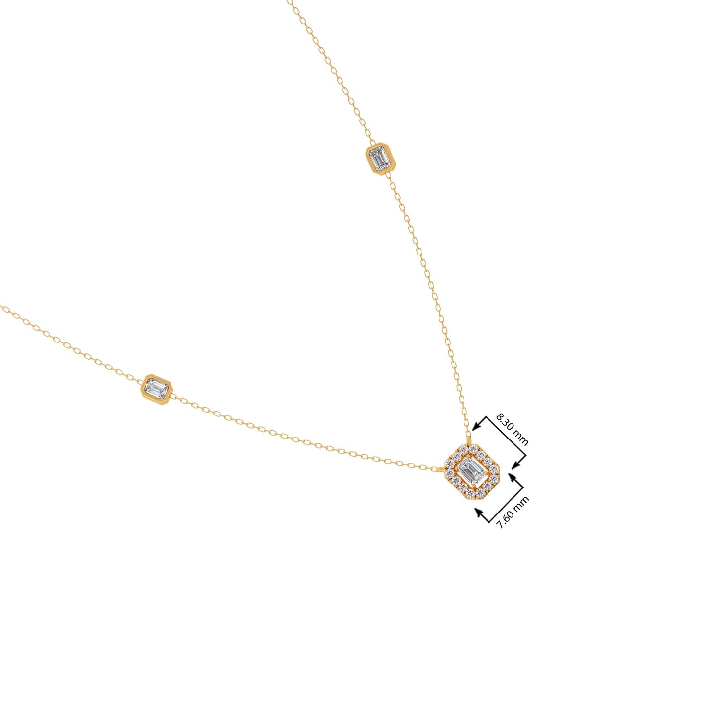 Emerald & Round Symmetry & Sparkle Diamond Necklace