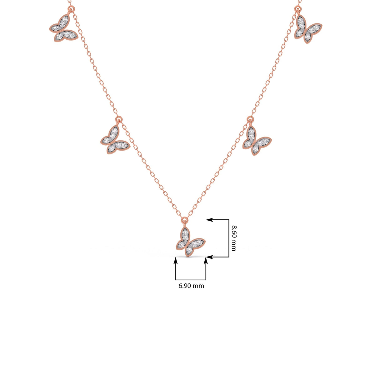 Butterfly Diamond Charm Necklace
