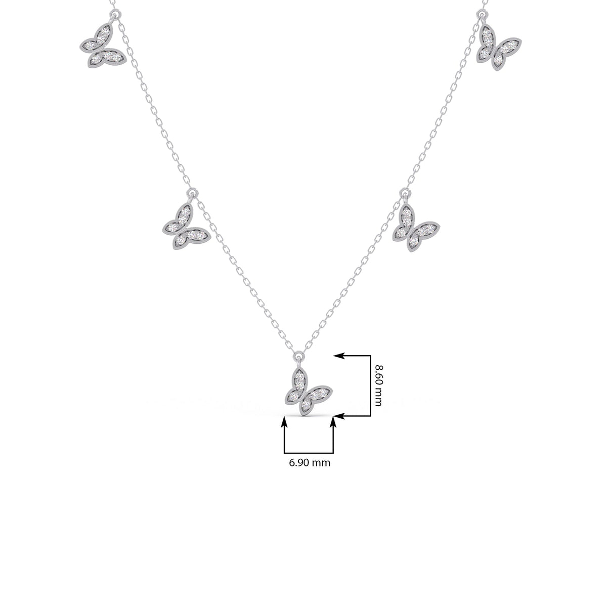 Butterfly Diamond Charm Necklace