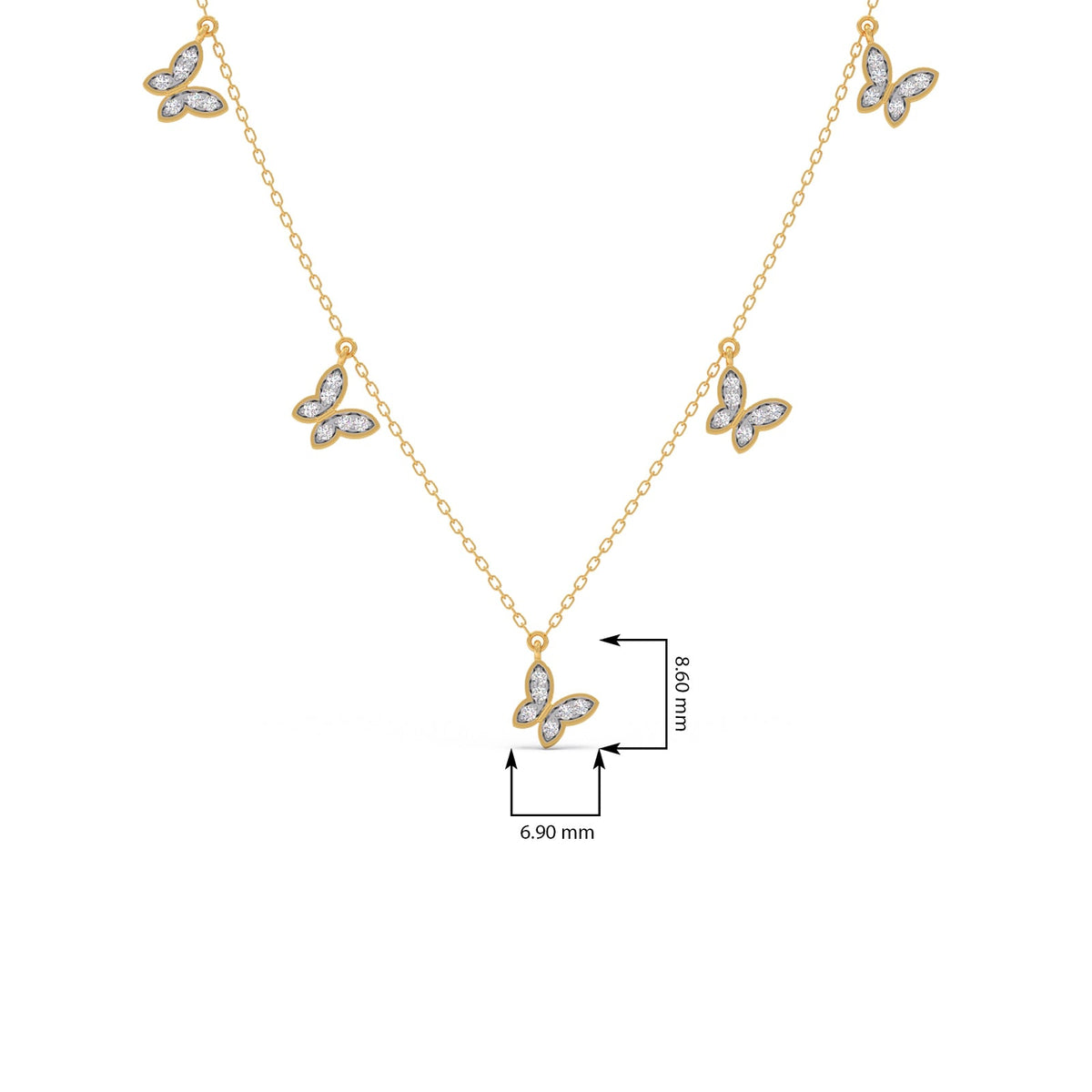 Butterfly Diamond Charm Necklace