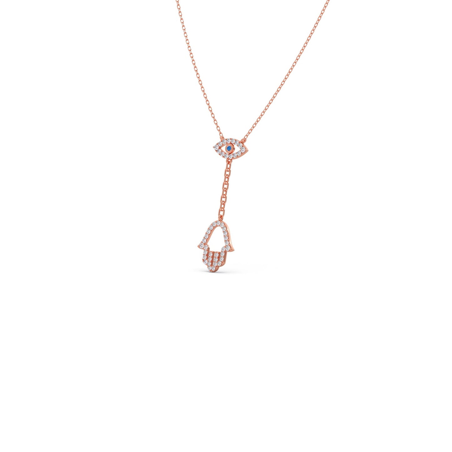 Hamsa & Evil-Eye Lariat Diamond Necklace