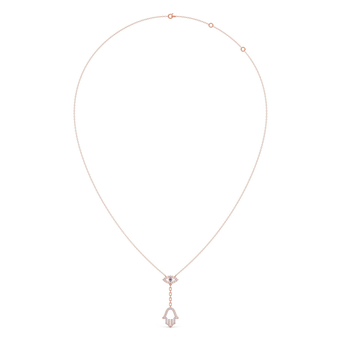 Hamsa & Evil-Eye Lariat Diamond Necklace