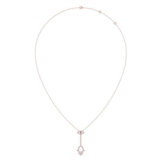 Hamsa & Evil-Eye Lariat Diamond Necklace