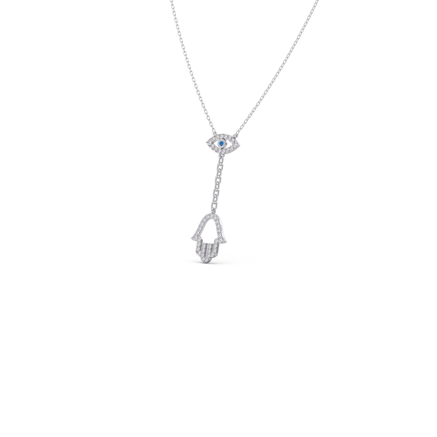 Hamsa & Evil-Eye Lariat Diamond Necklace