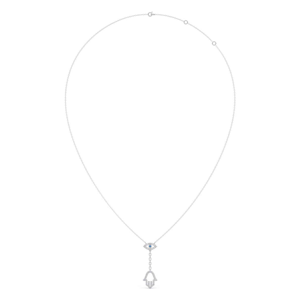 Hamsa & Evil-Eye Lariat Diamond Necklace