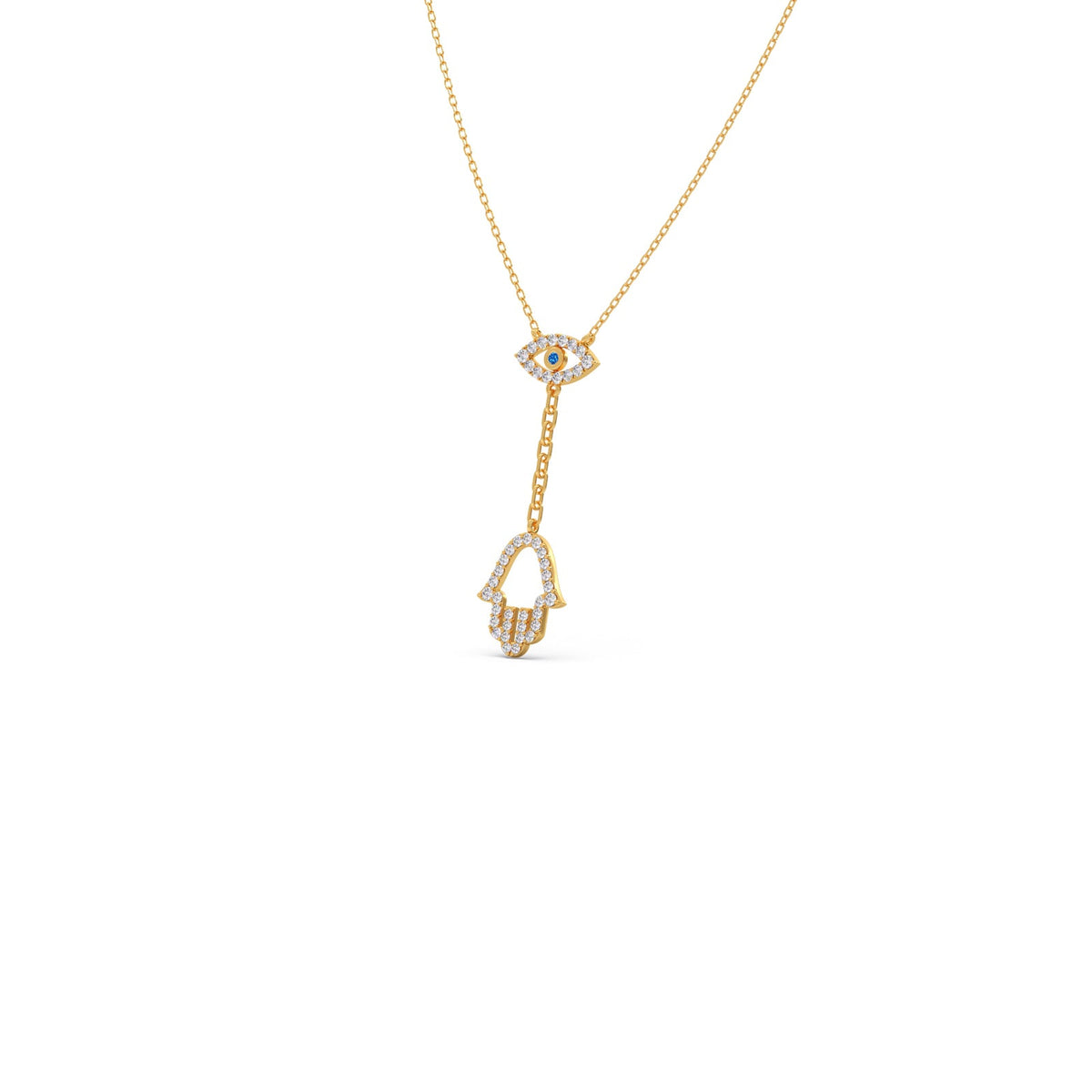 Hamsa & Evil-Eye Lariat Diamond Necklace