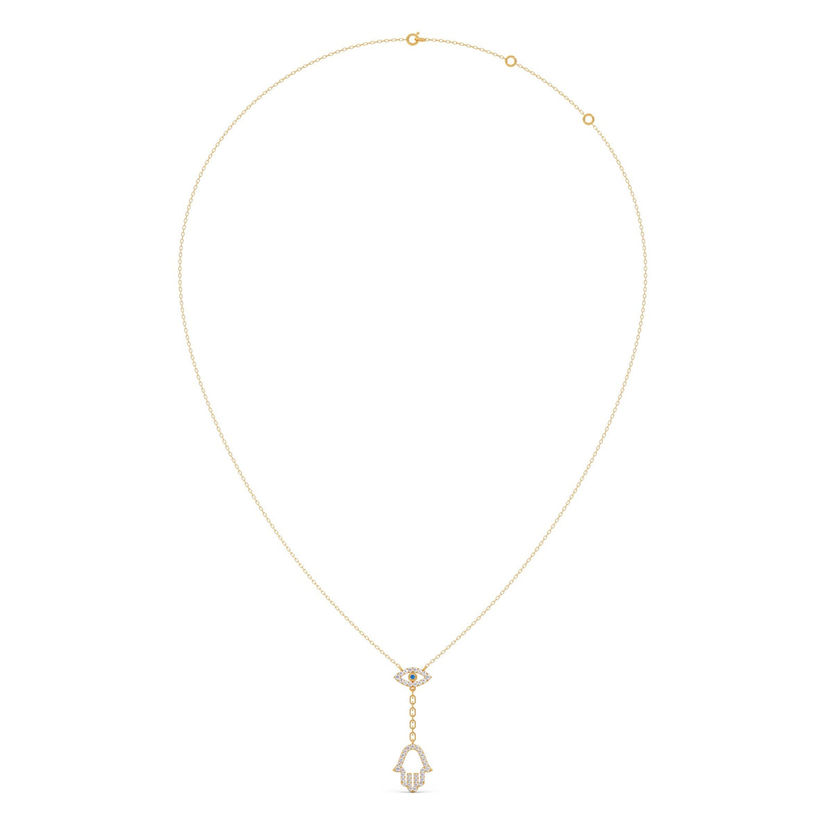 Hamsa & Evil-Eye Lariat Diamond Necklace