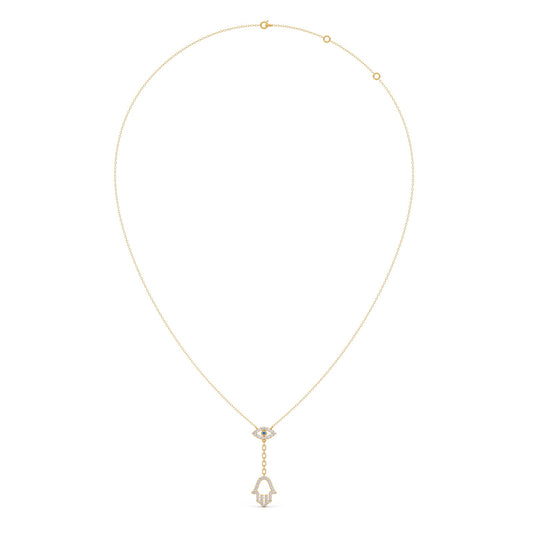 Hamsa & Evil-Eye Lariat Diamond Necklace