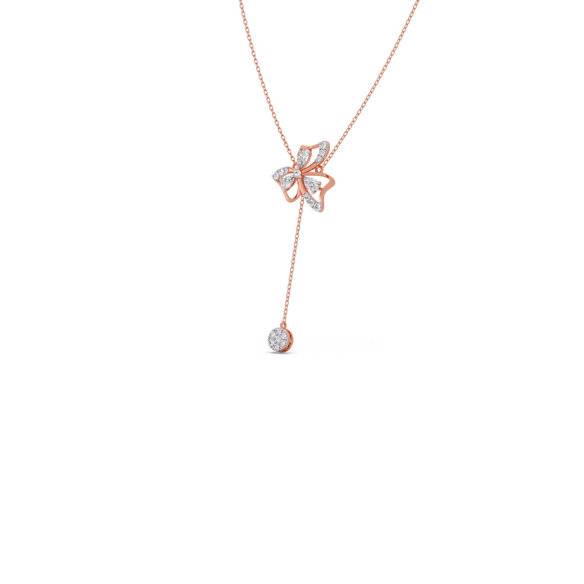 Petal Shine Pear & Round Diamond Necklace