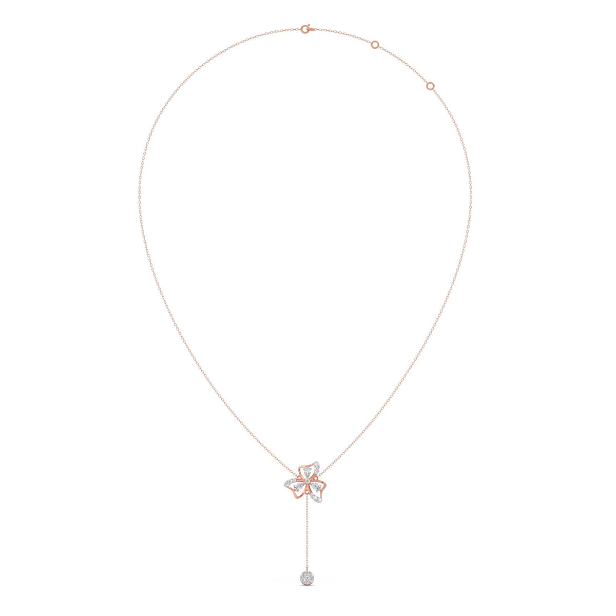 Petal Shine Pear & Round Diamond Necklace