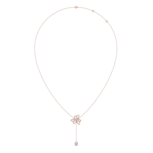 Petal Shine Pear & Round Diamond Necklace