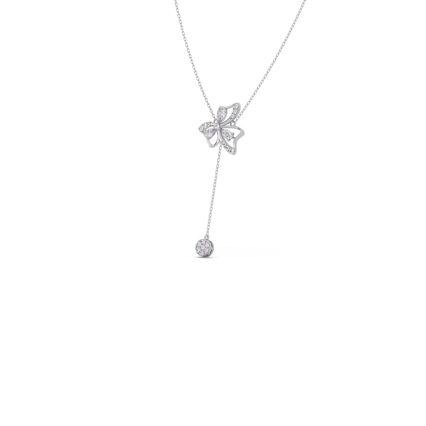 Petal Shine Pear & Round Diamond Necklace
