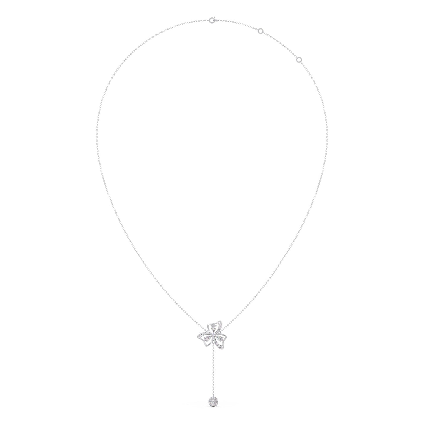 Petal Shine Pear & Round Diamond Necklace
