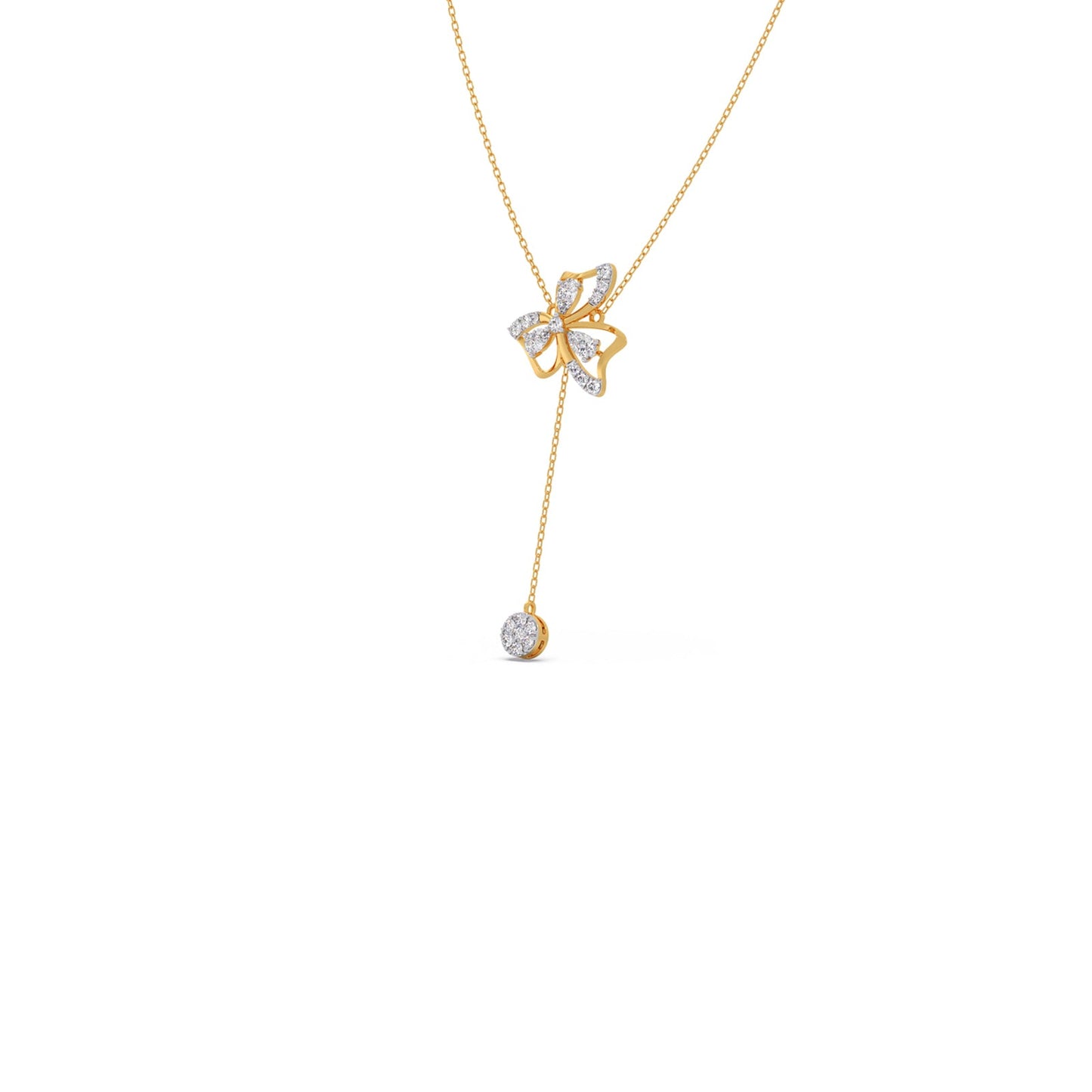 Petal Shine Pear & Round Diamond Necklace
