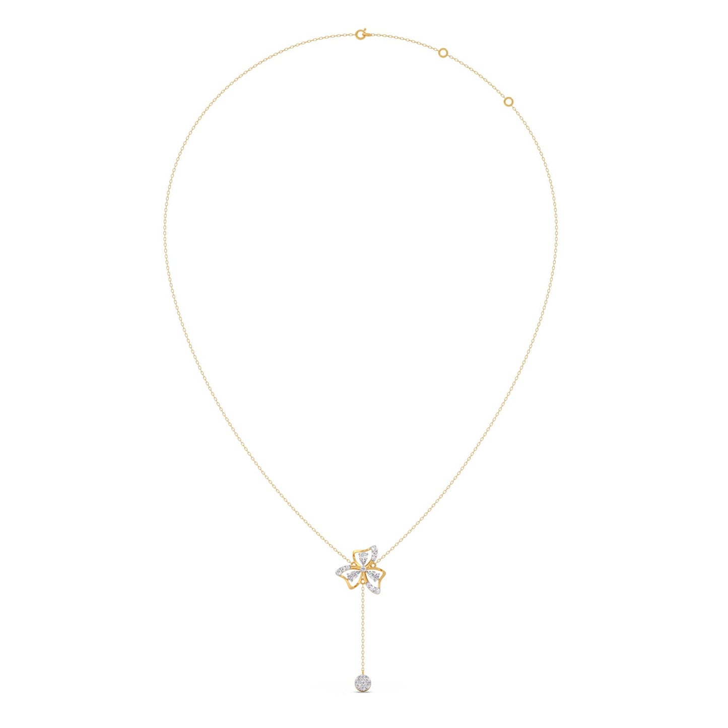 Petal Shine Pear & Round Diamond Necklace