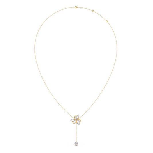 Petal Shine Pear & Round Diamond Necklace