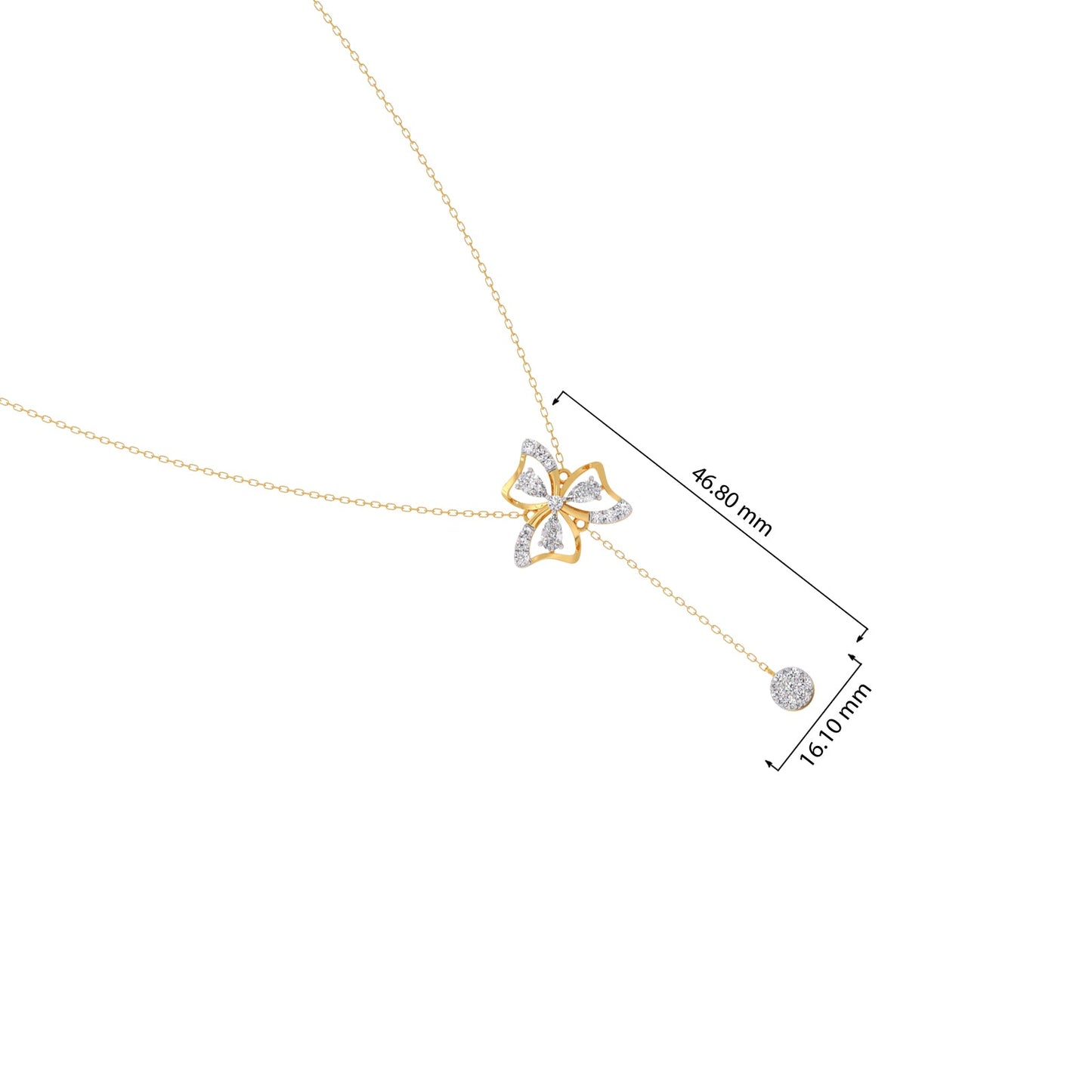 Petal Shine Pear & Round Diamond Necklace