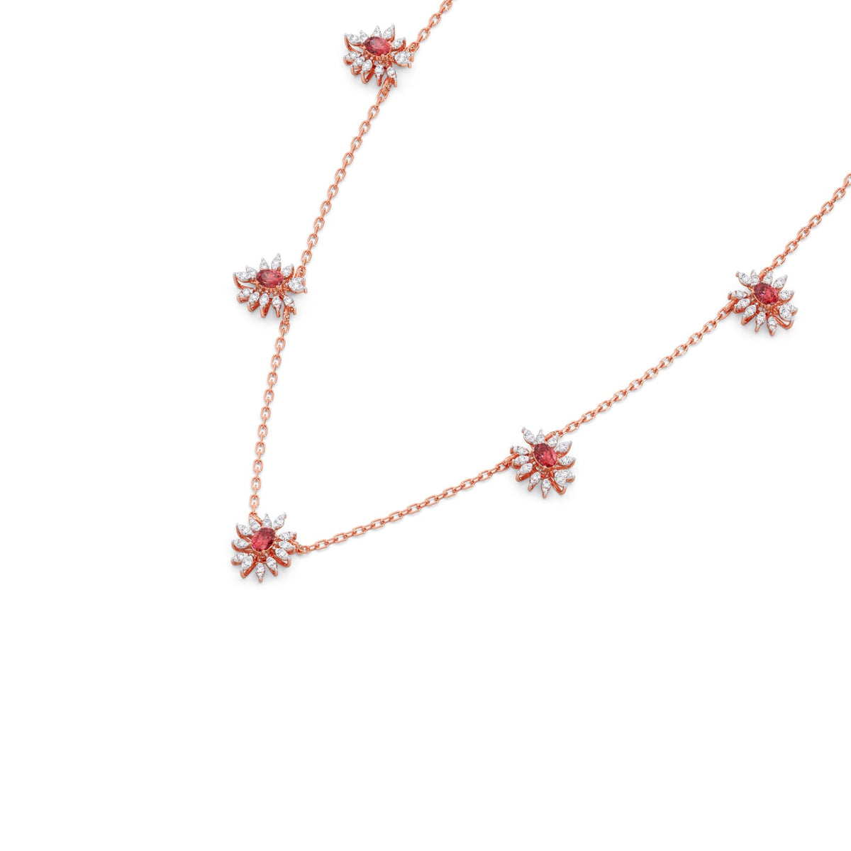 Pink-Tourmaline colourstone diamond Necklace