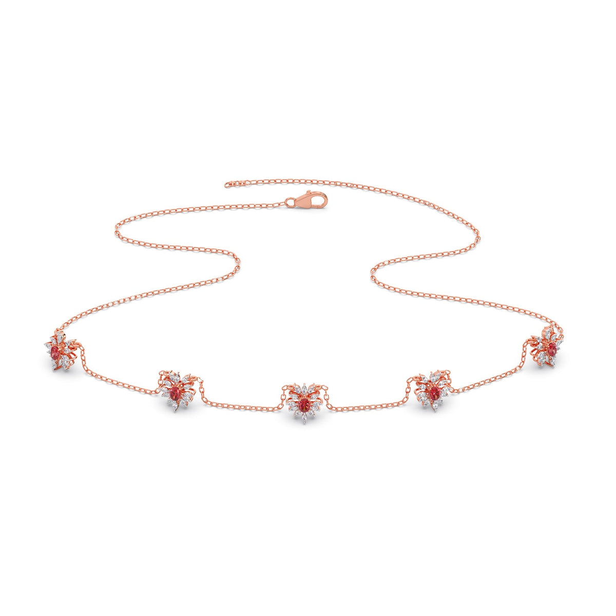 Pink-Tourmaline colourstone diamond Necklace