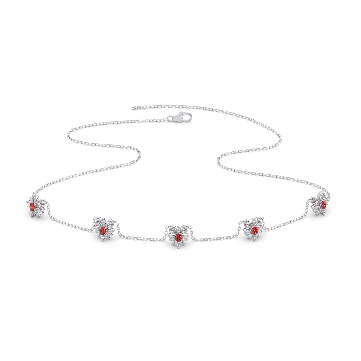 Pink-Tourmaline colourstone diamond Necklace