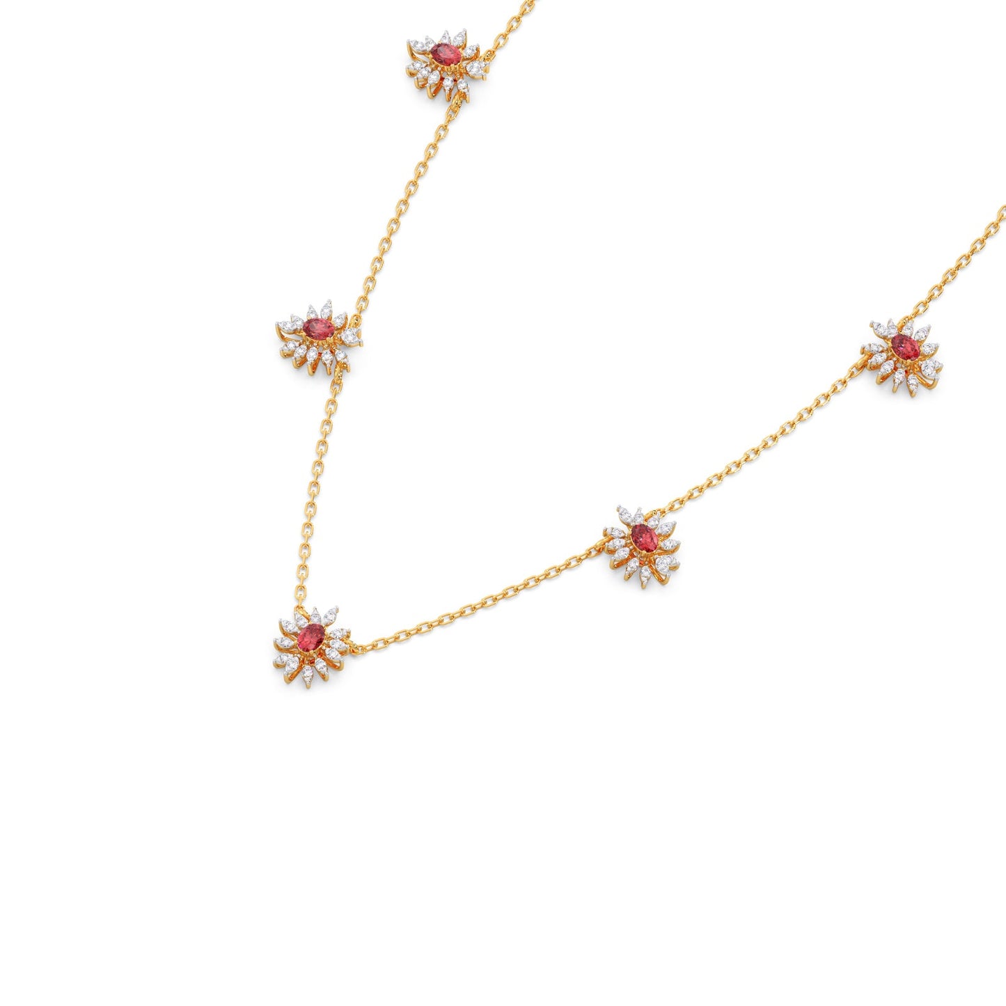 Pink-Tourmaline colourstone diamond Necklace
